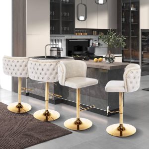 Modern Adjusatble Swivel PU Counter Barstools  |  Counter and Bar Stools Counter & Bar Stools Black, Brown, Grey, Ivory, Tan