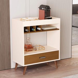 Modern Bar Cabinet, White-Brown, Wine Bottle Rack, Open Shelf – N/A  |  Home Bars Home Bars Black, Grey, White