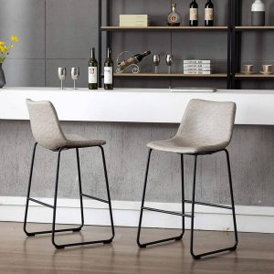 Modern Faux Leather Dining Chairs with Metal Frame (Set of 2)  |  Counter and Bar Stools Counter & Bar Stools Counter & Bar Stools