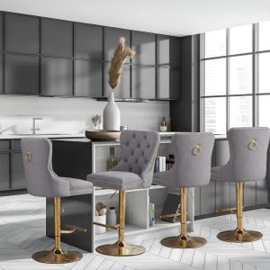 Modern Upholstered Adjusatble Thick Swivel Counter Barstools  |  Counter and Bar Stools Counter & Bar Stools Black, Grey, Ivory