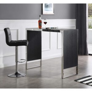 Modrest Manston Modern Black Oak & Stainless Steel Bar Table  |  Bar Tables Bar Tables Bar Tables