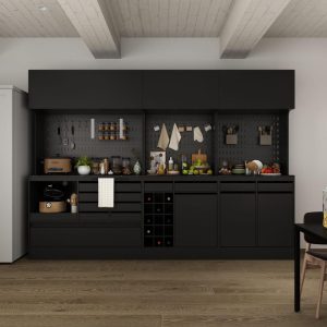 Modular Kitchen Pantry Hutch 4-in-1 Pantry Cabinet Storage Cupboard  |  Pantry Cabinets Kitchen Furniture Black, Brown, White