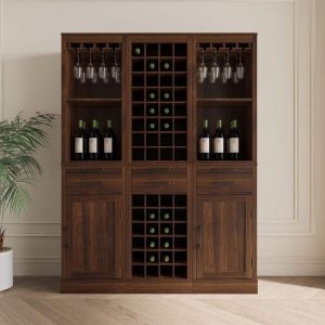 Modular Wine Bar Cabinet Buffet Cabinet, Wine Shelves  |  Home Bars Home Bars Brown, White