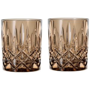 Nachtmann Set of 2 Noblesse Fine Glass Whiskey Tumblers  |  Drinking Glasses Dinnerware Black, Blue, Brown, Orange, Pink