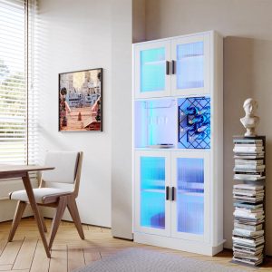 Narrow LED Wine Bar Cabinet with Wine and Bottle Rack  |  Home Bars Home Bars Home Bars