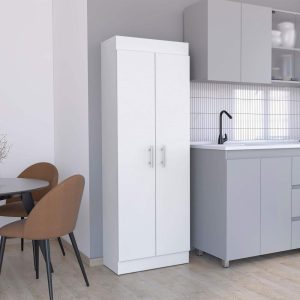 Nepal Pantry Cabinet, Space-Efficient 2-Door Design  |  Pantry Cabinets Kitchen Furniture Black, White