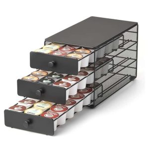 Nifty 3-Tier Holder & Storage, 54 K-Cups Pod Pack Capacity Rack Satin Finish, Black  |  Pantry Organizer Kitchen Storage Pantry Organizer