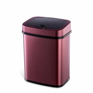 NINESTARS 3.2 Gallon Burgundy Rectangular Motion Sensor Trash Can  |  Kitchen Trash Cans Kitchen Storage Kitchen Trash Cans