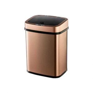 NINESTARS 3.2 Gallon Gold Rectangular Motion Sensor Trash Can  |  Kitchen Trash Cans Kitchen Storage Gold