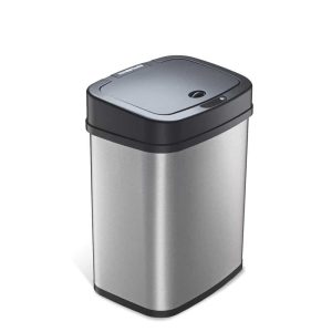 NINESTARS 3.2 Gallon Rectangular Motion Sensor Trash Can  |  Kitchen Trash Cans Kitchen Storage Black, Silver