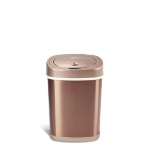 NINESTARS 3.9 Gal. Stainless Steel Motion Sensor Trash Can Rose Gold DZT-15-9GD  |  Kitchen Trash Cans Kitchen Storage Gold