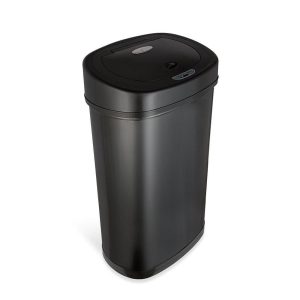 NINESTARS Oval Motion Sensor Trash Can 13.2 Gallon, Black Stainless Steel DZT-50-9BK  |  Kitchen Trash Cans Kitchen Storage Black