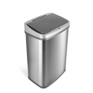 NINESTARS Rectangular Motion Sensor Trash Can 13.2 Gal./50 L Brushed Steel DZT-50-28BR  |  Kitchen Trash Cans Kitchen Storage Kitchen Trash Cans