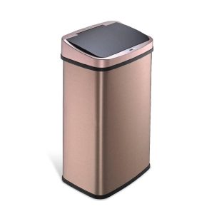 NINESTARS Rectangular Motion Sensor Trash Can 13.2 Gal./50 L Gold DZT-50-28GD  |  Kitchen Trash Cans Kitchen Storage Gold