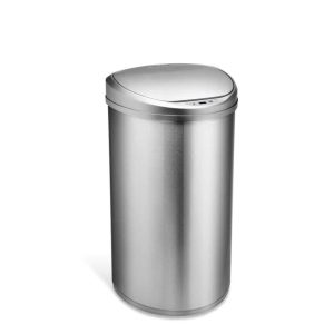 NINESTARS Semi Round Motion Sensor Trash Can, 13.2 Gallons Silver DZT-50-29SL  |  Kitchen Trash Cans Kitchen Storage Kitchen Trash Cans