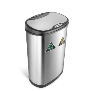 NINESTARS Stainless Steel Dual Compartment Motion Sensor Trash Can 13.2 Gallon DZT-50-13R  |  Kitchen Trash Cans Kitchen Storage Kitchen Trash Cans