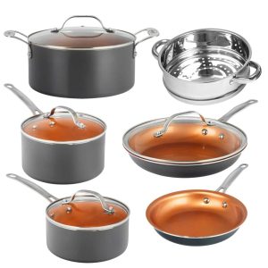 Non-stick Ti Cerama 10 Piece Set  |  Cookware Sets Cookware Sets Black, Blue, Grey, Red, Tan