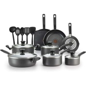 Nonstick Cookware Set 18 Piece Oven Safe 350F Pots and Pans, Dishwasher Safe  |  Pots and Pans Pots & Pans Black, Red