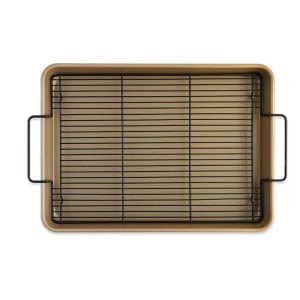 Nonstick High-Sided Oven Crisp Baking Tray,Gold  |  Bakeware Bakeware Bakeware