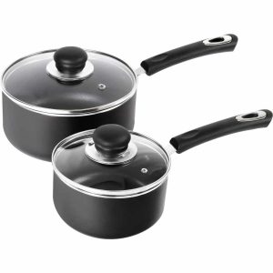 Nonstick Saucepan Set with Lid  |  Pots and Pans Pots & Pans Black, Blue, Grey