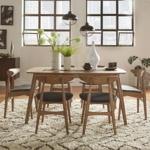 Norwegian Danish Modern Chestnut Tapered Dining Set by  Modern  |  Kitchen and Dining Sets Kitchen & Dining Sets Beige, Black, Brown