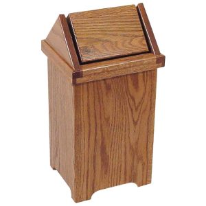 Oak Flip Top Trash Bin  |  Kitchen Trash Cans Kitchen Storage Brown