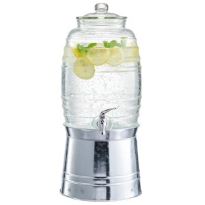 Oak Grove Dispenser W/ Glass Lid & Galvanized Base 320Oz/ 2.5Gal  |  Serveware Dinnerware Clear