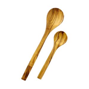 Olive Wood Set of 2 Serving Spoons 8-inch and 12-inch – Brown  |  Kitchen Tools Kitchen Tools Kitchen Tools