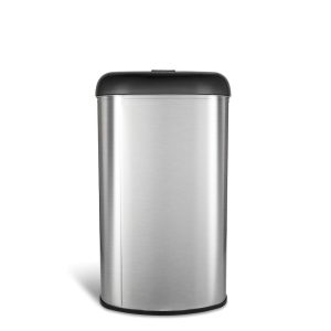 open top stainless steel trash can with black trim  |  Kitchen Trash Cans Kitchen Storage Black