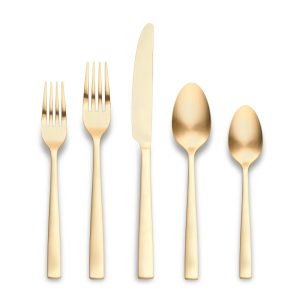 Ornative Lola 18/0 Stainless Steel 20 Pieces Flatware Set – 10.63″ H x 6.69″ W x 2.76″ D  |  Flatware Dinnerware Black, Gold, Silver