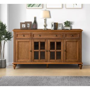 Oswaldo Traditional 58” Wide 3 Drawer Sideboard with 4 Doors by   |  Buffets and Sideboards Buffets & Sideboards Brown, White