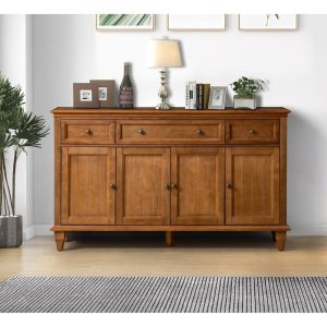 Ottfried 58” Traditional Sideboard with 3 Drawers by   |  Buffets and Sideboards Buffets & Sideboards Brown, White