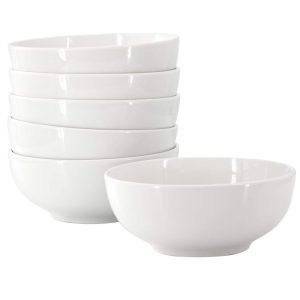 Our Table Simply White 6 Piece 6 Inch Round Porcelain Cereal Bowl Set in White  |  Bowls Bowls Bowls