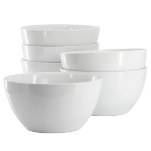 Our Table Simply White 6 Piece 7.25 Inch Porcelain Deep Bowl Set  |  Bowls Bowls Bowls