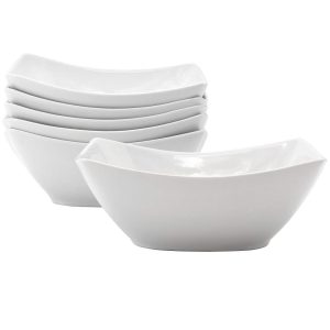 Our Table Simply White 6 Piece 7 Inch Rectangular Porcelain Bowl Set in White  |  Bowls Bowls Bowls