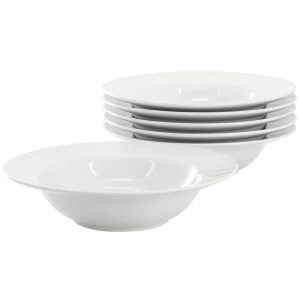 Our Table Simply White 6 Piece 8.7in Porcelain Soup Bowl Set in White  |  Bowls Bowls Bowls