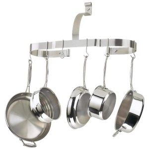 Oval Wall-Mount Cookware Rack, Brushed Stainless  |  Pot Racks Kitchen Storage Pot Racks