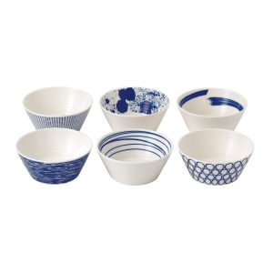 Pacific Tapas 4.3-inch Mixed Patterns Bowl, Set of 6  |  Bowls Bowls Blue, White