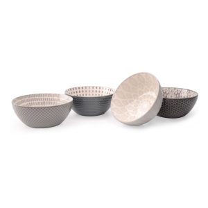 Pad Print Gray Set of Four Assorted 6-Inch Bowls – N/A  |  Bowls Bowls Bowls