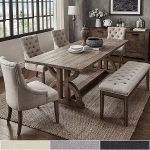 Paloma Reclaimed Wood 6-Piece Dining Set by  Artisan  |  Kitchen and Dining Sets Kitchen & Dining Sets Beige, Grey