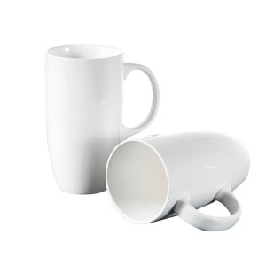 Panbado 18 oz. White Porcelain Mugs, Set of 2  |  Mugs Dinnerware Mugs