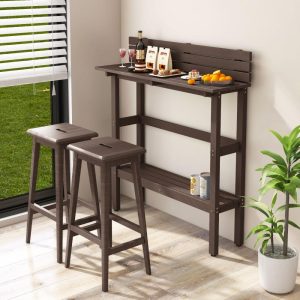 Patio Pub Height Table with Storage Shelf and Adjustable Foot Pads  |  Bar Tables Bar Tables Bar Tables