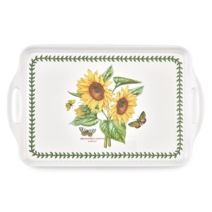 Pimpernel Botanic Garden Large Melamine Handled Tray (Sunflower) – 18.9″ x 11.6″  |  Serveware Dinnerware Green, White, Yellow