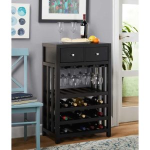 Pinot Wood 20-bottle Bar Cabinet  |  Wine Racks Kitchen Storage Black, Red