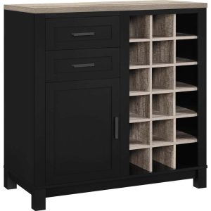 Pitcairn Wine Cabinet – 37″h x 36″w x 18″d  |  Home Bars Home Bars Black, Brown, Taupe