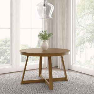 Plank and Beam Classic Solid Wood Round Dining Table – 47  |  Kitchen and Dining Tables Kitchen & Dining Tables Beige, White