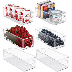 Plastic Storage Bins Stackable Clear Pantry Organizer Box Containers  |  Food Storage Containers Kitchen Storage Clear