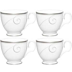 Platinum Wave Set Of 4 Tea Cups, 7 Oz.  |  Cups Cups Cups