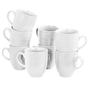 Plaza Cafe 15 oz Mug Set in White, Set of 8  |  Mugs Dinnerware Mugs