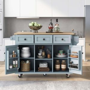 Portable Rolling Kitchen Island Cart with Storage  |  Kitchen Carts Kitchen Carts Black, Blue, White